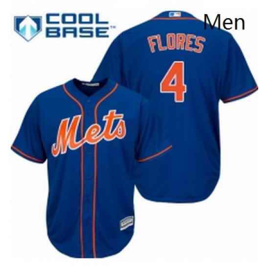 Mens Majestic New York Mets 4 Wilmer Flores Replica Royal Blue Alternate Home Cool Base MLB Jersey
